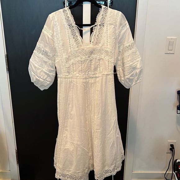 Eri + ali from Anthropologie - white mini/midi dress with lace details - small - Picture 4 of 5